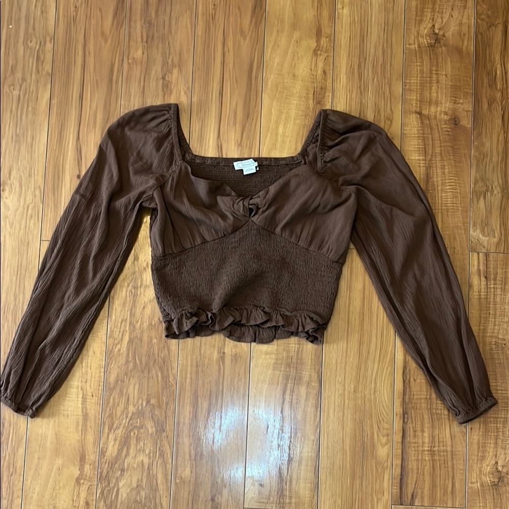Brown Long Sleeve Women's Top